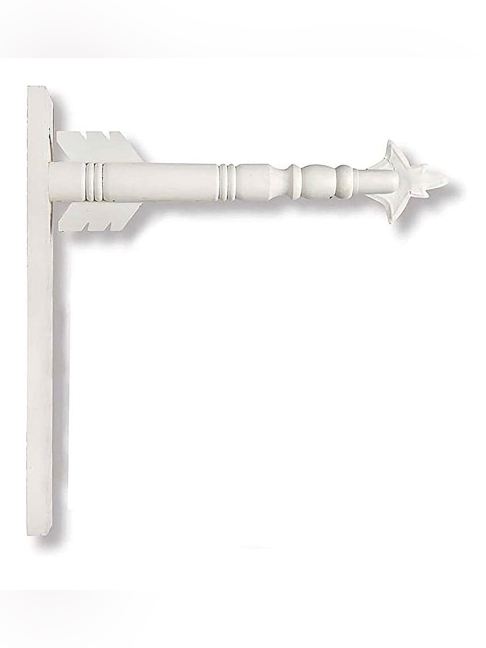 K & K Interiors Wooden Arrow Sign Plaque Holder White Wood Hooks